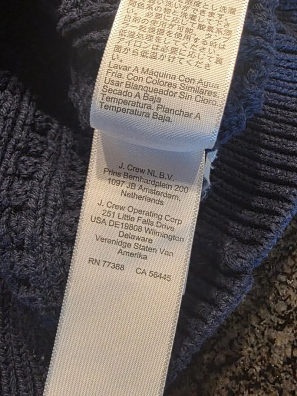 J.Crew Men's Cotton Cable-Knit Crewneck Sweater / Medium / Navy / BL822